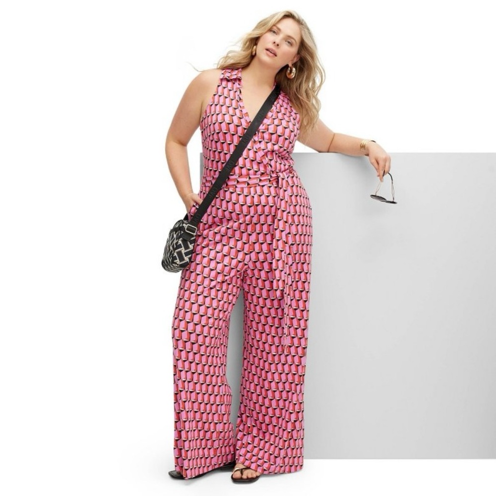 DVF for Target — Collared Sleeveless Pink Modern Geo Jumpsuit